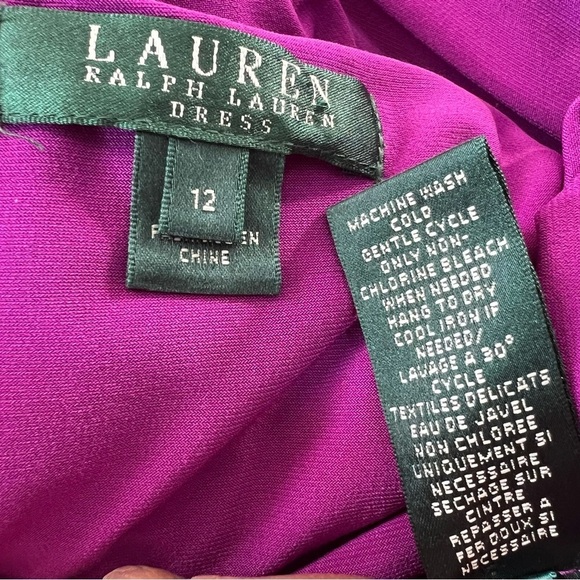 Lauren Ralph Lauren Purple Stretchy Midi Dress Faux Wrap Career Office Siren - Picture 11 of 15